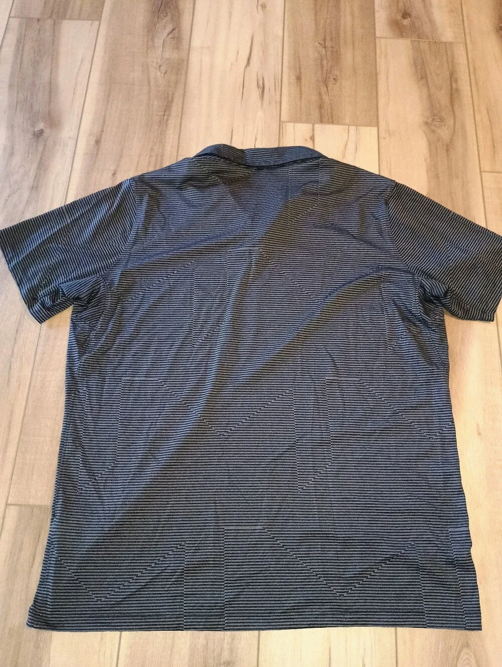 Nike Golf Polo Men XL Grey Striped Dri-FIT Standard Fit Short Sleeve Summer Prep